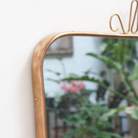 Mid-Century Italian Wall Mirror with Brass Frame and Top Flourish (circa 1950s)