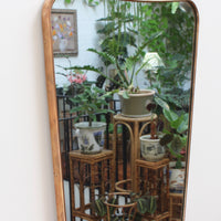 Mid-Century Italian Wall Mirror with Brass Frame and Top Flourish (circa 1950s)