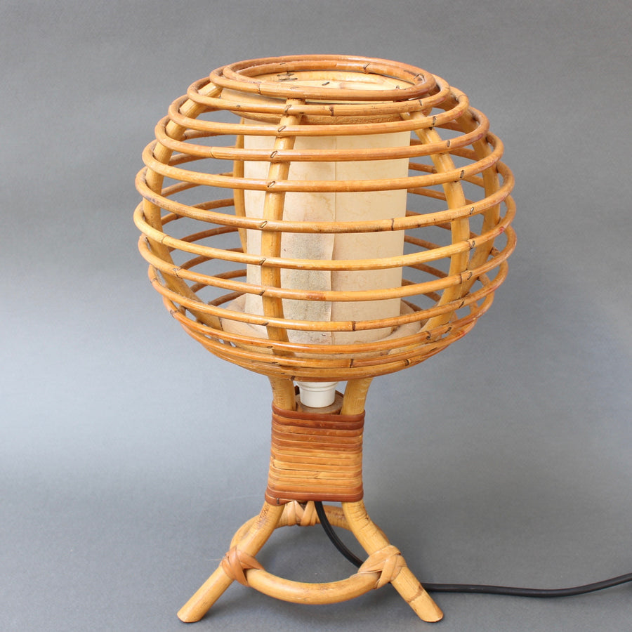 Mid-Century French Rattan Table Lamp (circa 1960s)