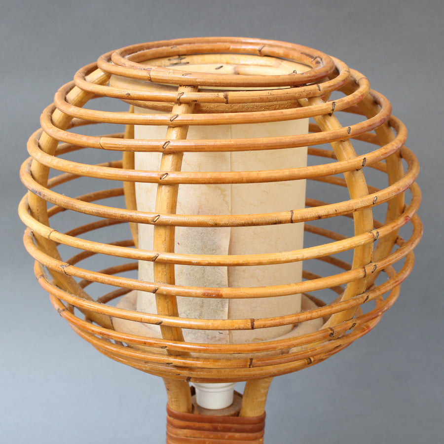 Mid-Century French Rattan Table Lamp (circa 1960s)