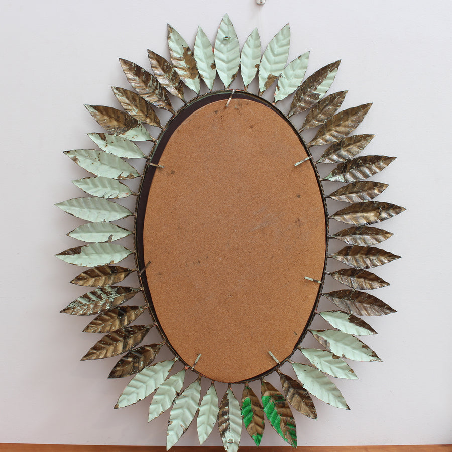 Vintage Spanish Gilt Metal Sunburst Mirror (circa 1970s)