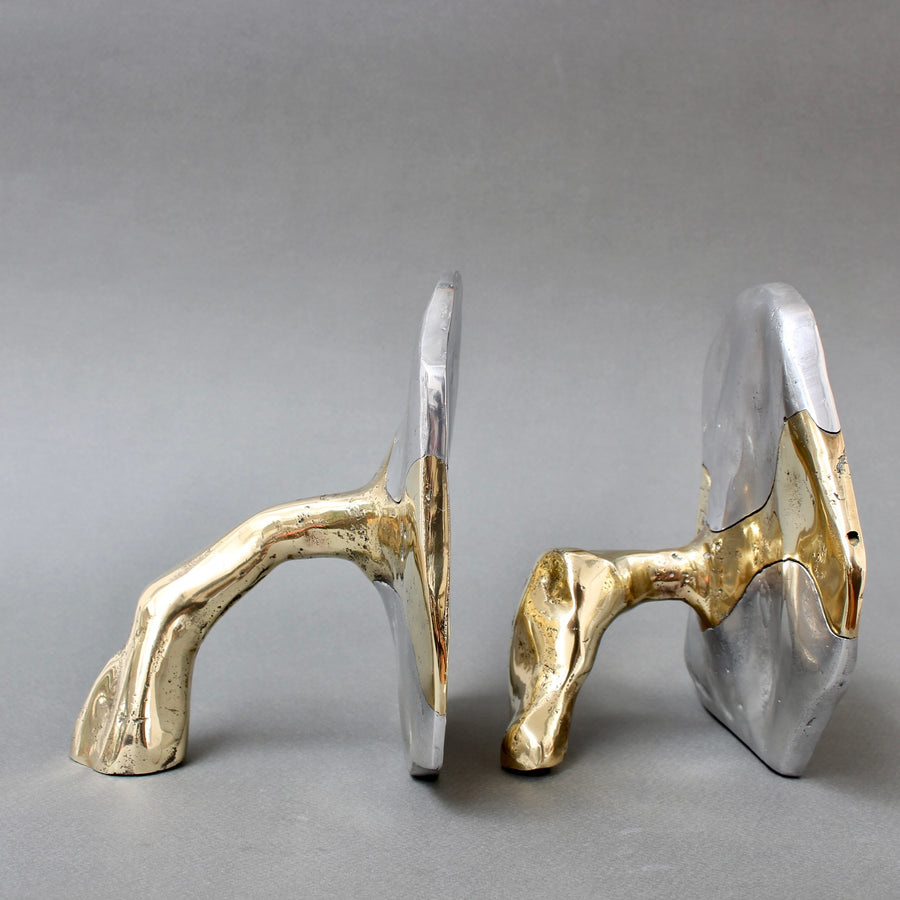 Brass and Aluminium Bookends by David Marshall (circa 1980s)
