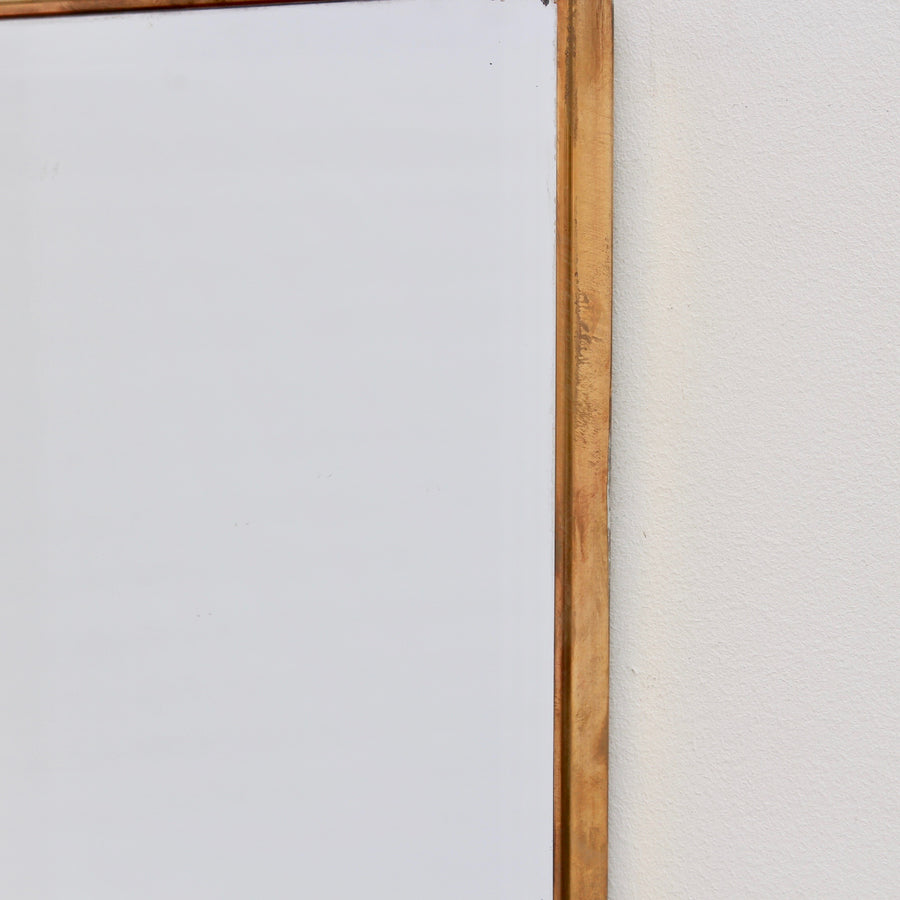 Mid-Century Italian Wall Mirror with Brass Frame and Top & Bottom Flourishes (circa 1950s)