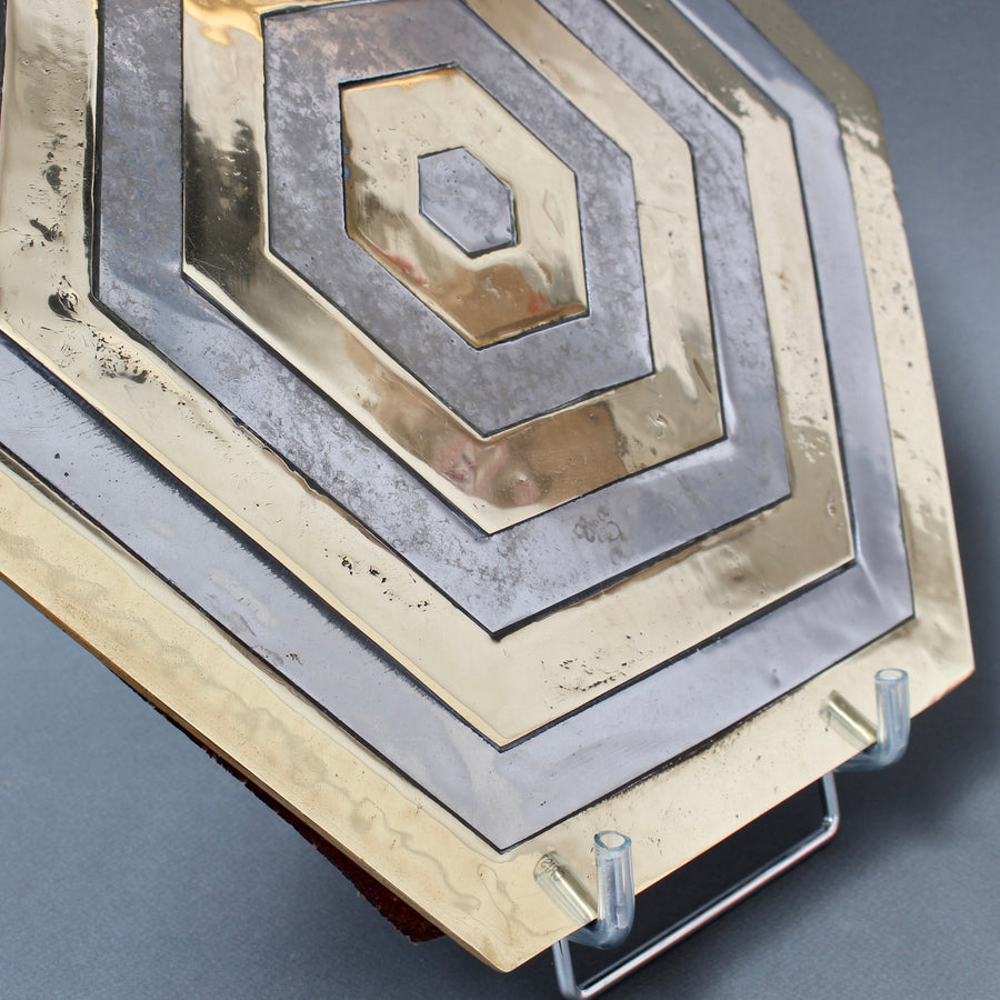 Aluminium and Brass Hexagonal Decorative Tray by David Marshall (circa 1980s)