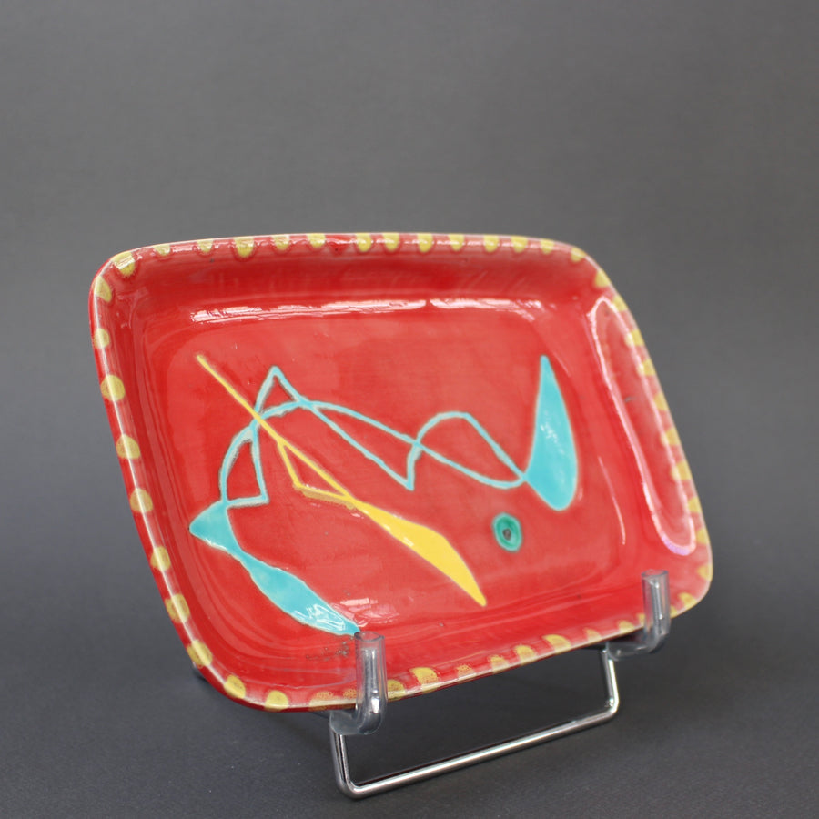 Decorative Ceramic Tray by Charles René Neveux for Cerenne Workshop (circa 1950s)