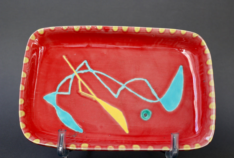 Decorative Ceramic Tray by Charles René Neveux for Cerenne Workshop (circa 1950s)