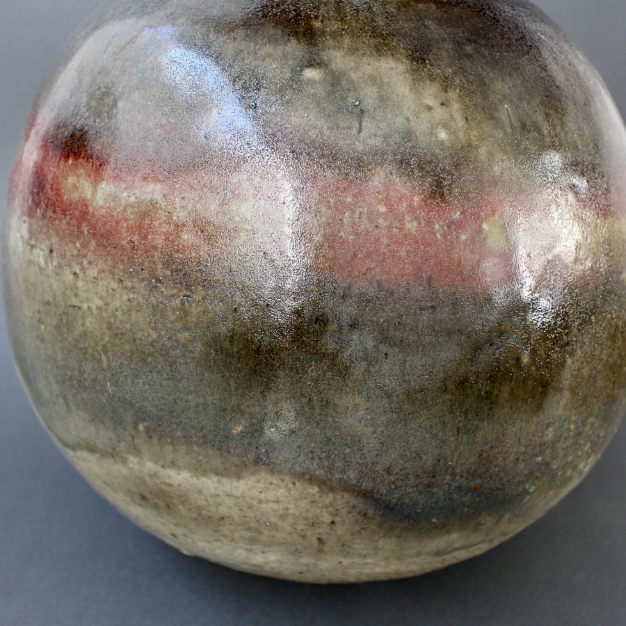 Large Spherical Stoneware Flower Vase by Ingeborg and Bruno Asshoff (circa 1960s)