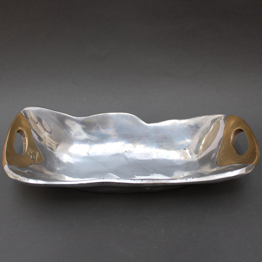 Aluminium and Brass Brutalist Style Tray by David Marshall (c. 1970)