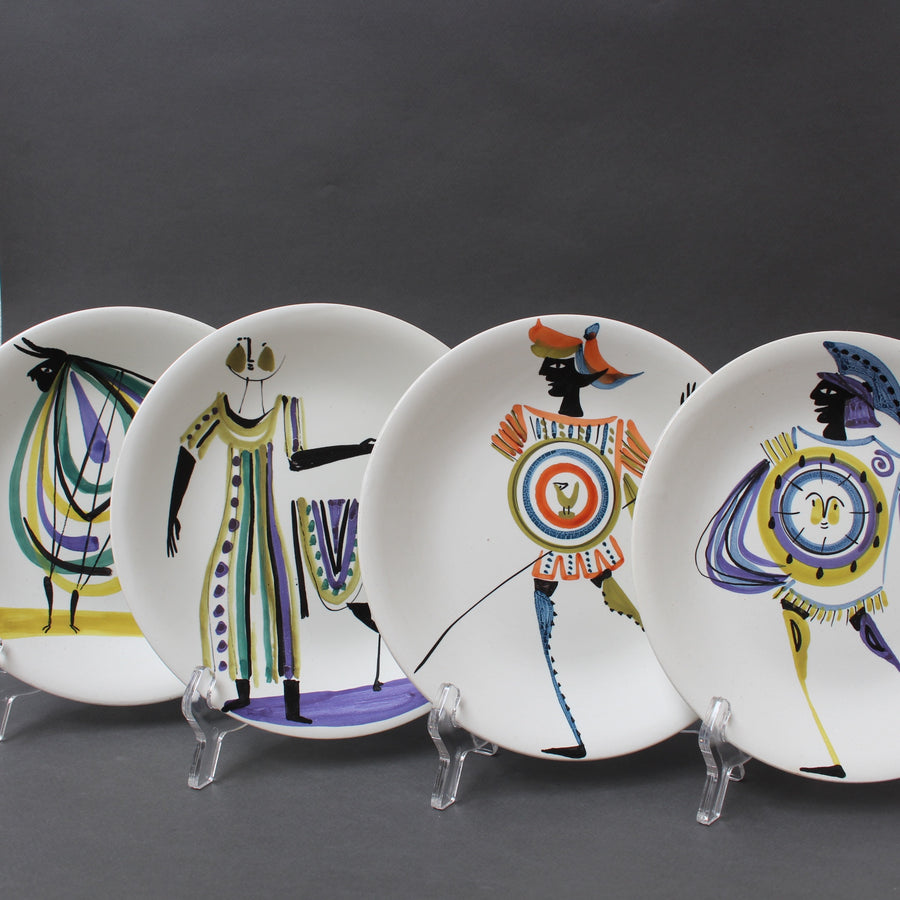 Set of Four Decorative Plates by Roger Capron (Circa 1950s)