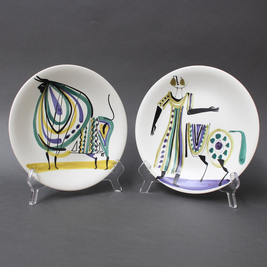 Set of Four Decorative Plates by Roger Capron (Circa 1950s)