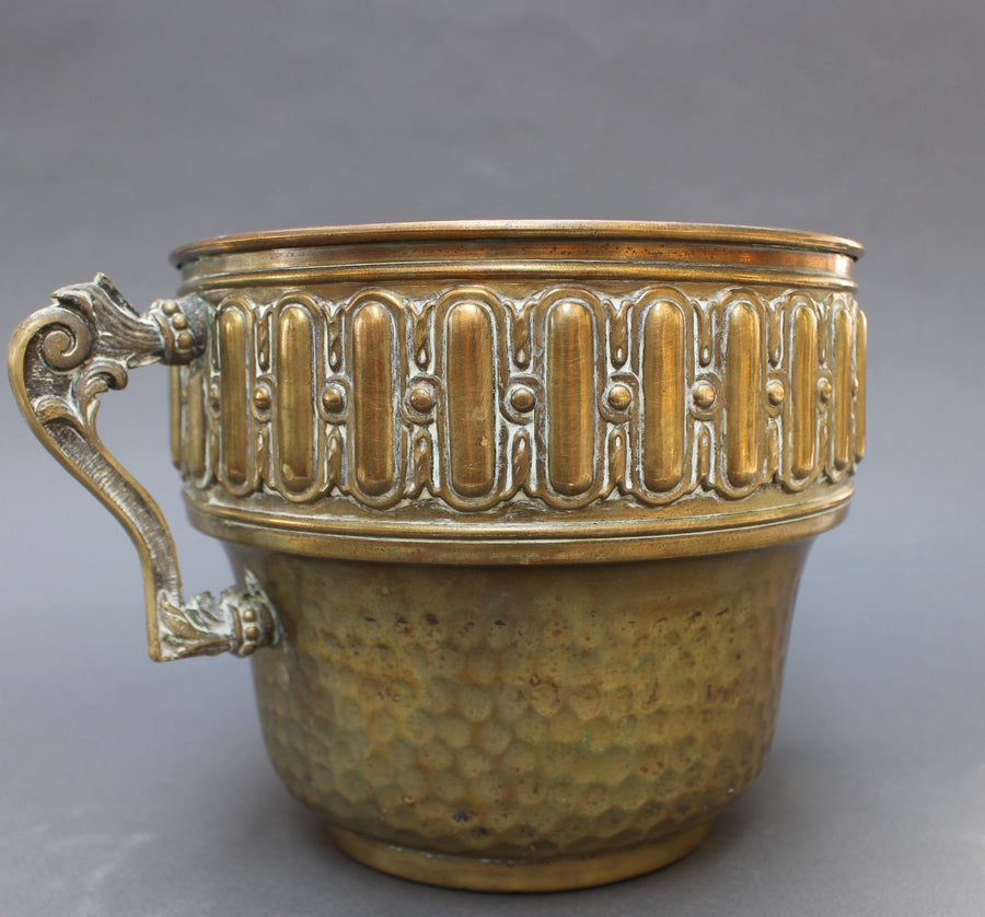 Vintage French Round Brass Pot (c. Early 20th Century)
