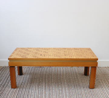 Italian Lacquered Bamboo Marquetry Side Table (circa 1970s)
