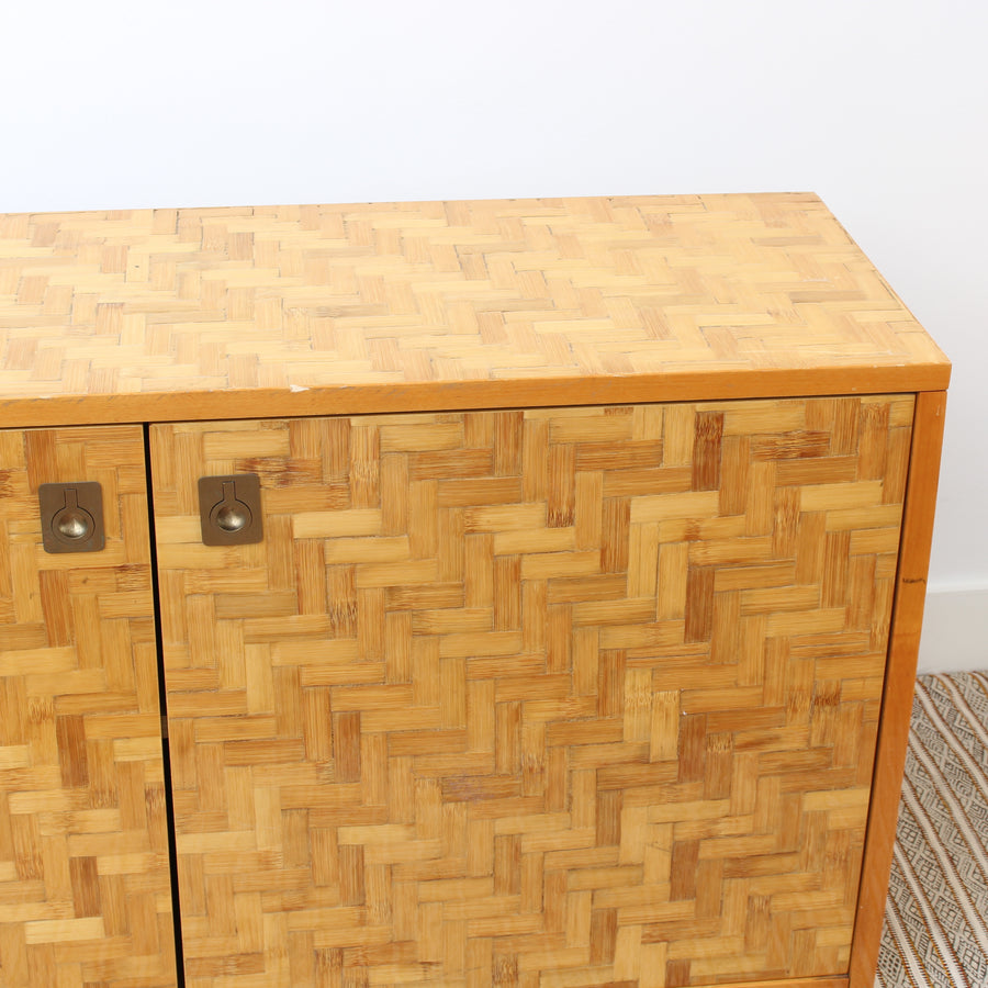 Italian Lacquered Bamboo Marquetry Credenza (circa 1970s)