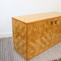 Italian Lacquered Bamboo Marquetry Credenza (circa 1970s)