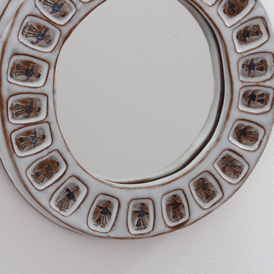 Ceramic Decorative Wall Mirror with Breton Motif (circa 1970s)