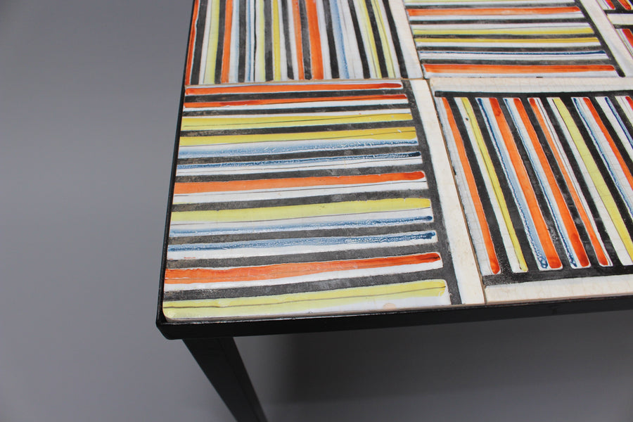 Coffee Table With 'Pyjama' Ceramic Tiles by Roger Capron (c. 1950s)