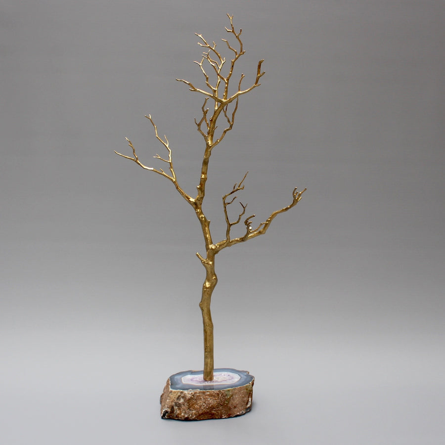 Large Brass and Agate Decorative Tree / Jewellery Display Tree