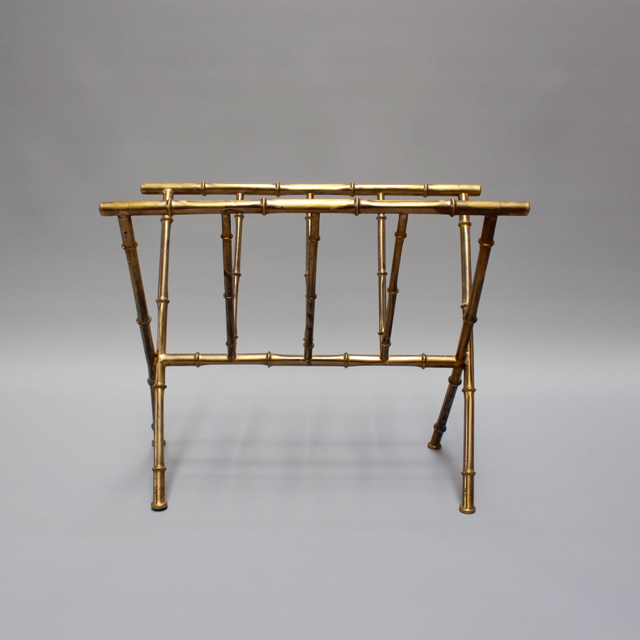 Brass 'Bamboo' Magazine Rack in the Style of Jacques Adnet (c. 1950s)