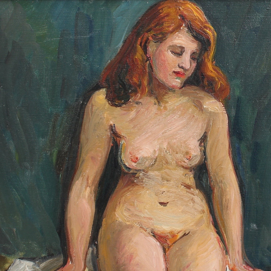 'Portrait of Nude Redhead' by Louise-Jeanne Cottard-Fossey (Circa 1940s)