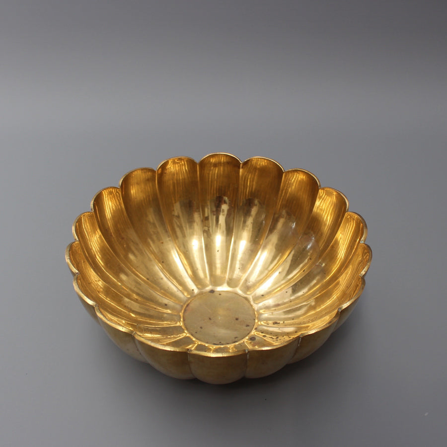 Vintage Lotus Motif Art Deco Brass Bowl