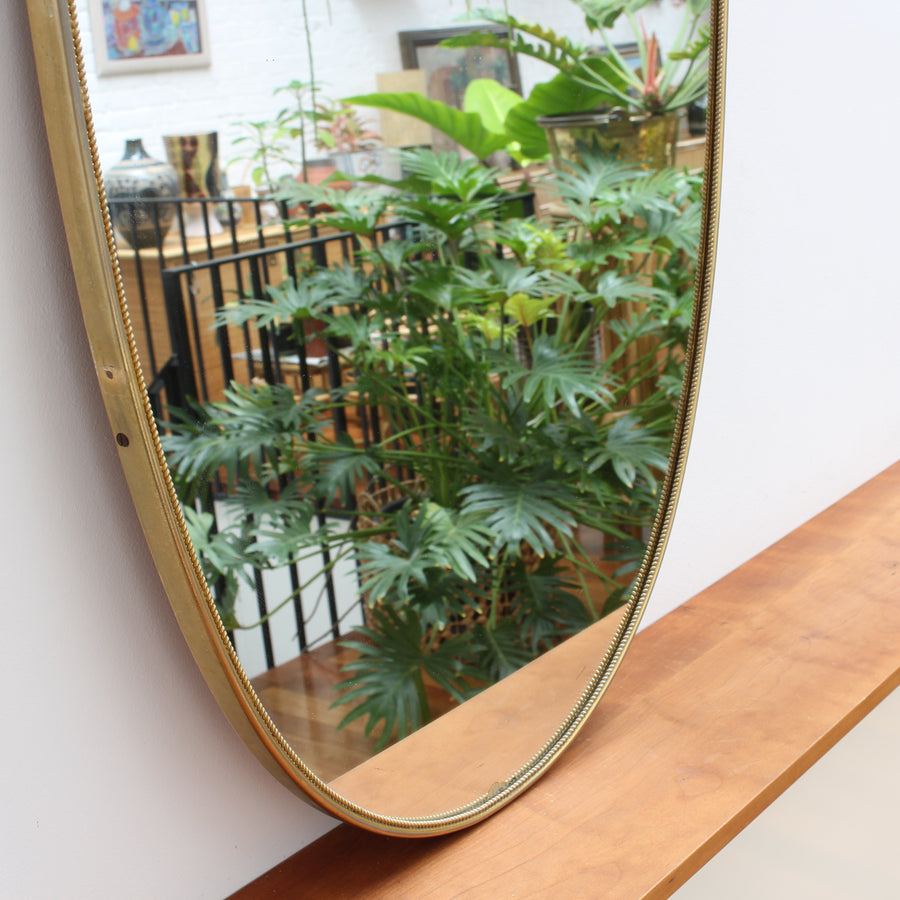 Mid-Century Italian Wall Mirror with Brass Frame (circa 1950s)