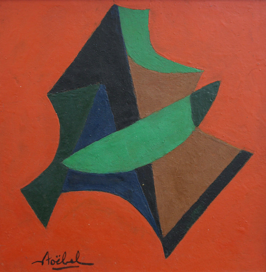 'Geometric Composition on Orange Background' by Edgar Stoëbel (circa 1960s)