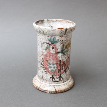 Mid-Century French Ceramic Jar with Rooster Motif by Gustave Reynaud, Le Mûrier (circa 1950s)
