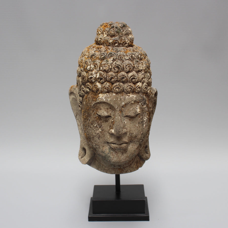 Vintage Balinese Buddha Head on Contemporary Stand (c. 1940s)