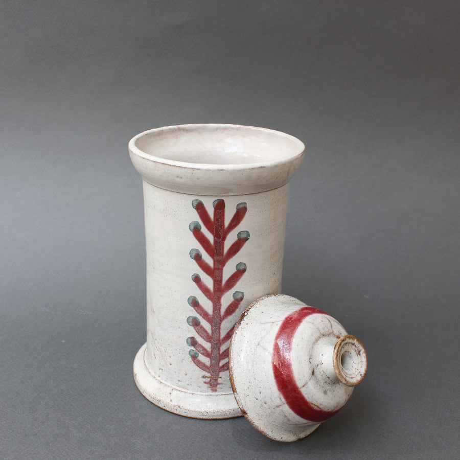Mid-Century French Ceramic Apothecary Jar by Gustave Reynaud, Le Mûrier (circa 1950s)