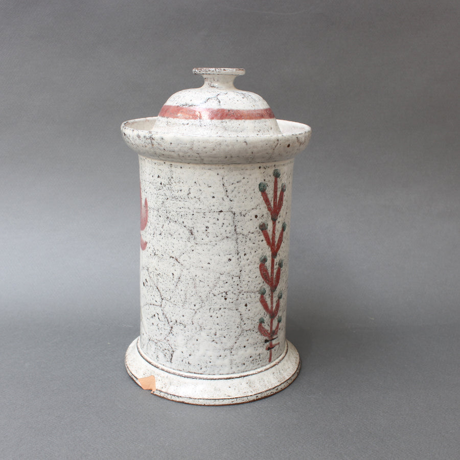 Mid-Century French Ceramic Apothecary Jar by Gustave Reynaud, Le Mûrier (circa 1950s)