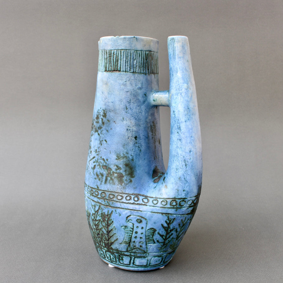 Blue Zoomorphic Ceramic Mid-Century French Vase by Jacques Blin (circa 1950s)