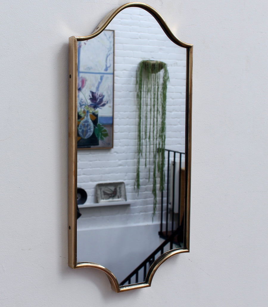 Mid-Century Italian Wall Mirror with Brass Frame (circa 1950s) - Small