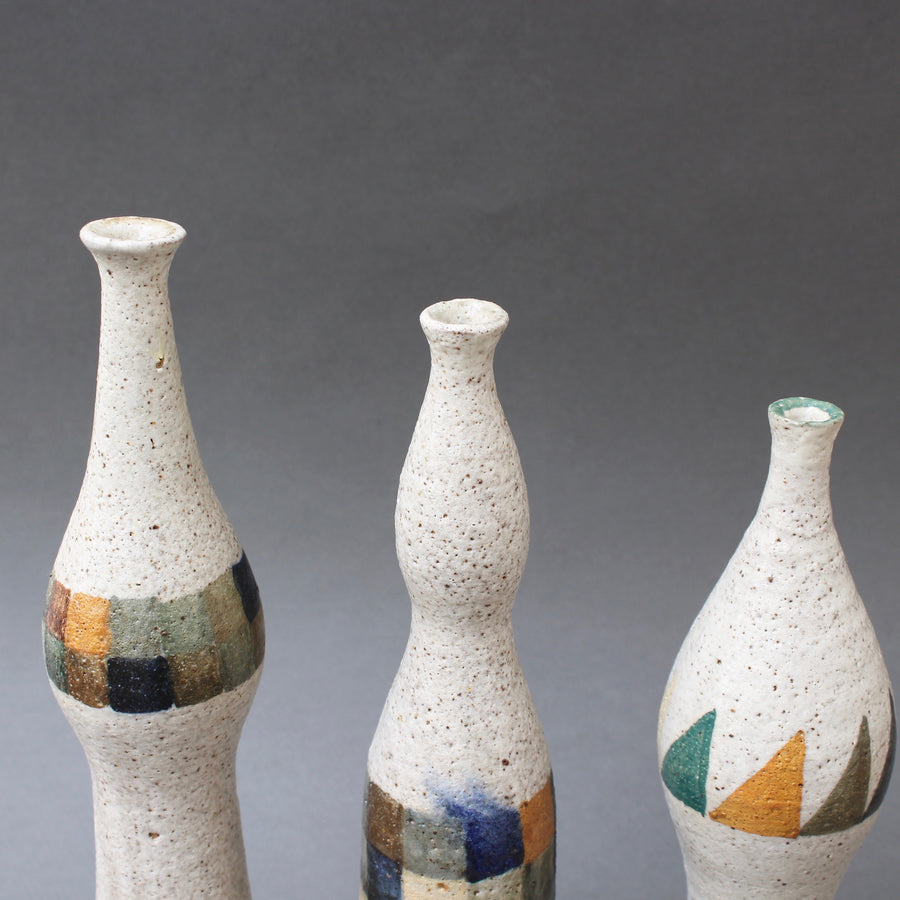 Set of Three Bottle-Shaped Vases by Bruno Gambone (circa 1990s)