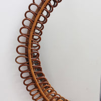 Italian Vintage Rattan Wall Mirror (circa 1960s)