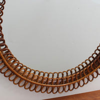 Italian Vintage Rattan Wall Mirror (circa 1960s)