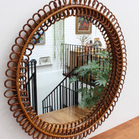 Italian Vintage Rattan Wall Mirror (circa 1960s)