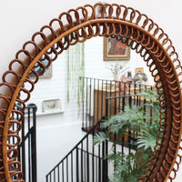 Italian Vintage Rattan Wall Mirror (circa 1960s)