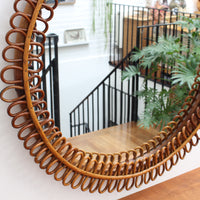 Italian Vintage Rattan Wall Mirror (circa 1960s)