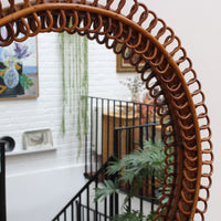 Italian Vintage Rattan Wall Mirror (circa 1960s)