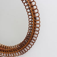 Italian Vintage Rattan Wall Mirror (circa 1960s)