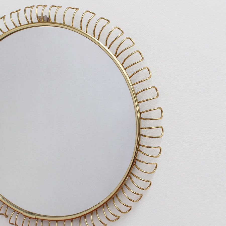 Round Wall Mirror in Brass with Decorative Surround by Josef Frank (Circa 1950s - 1960s)