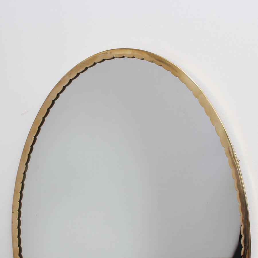 Mid-Century Italian Wall Mirror with Brass Frame (Circa 1950s)