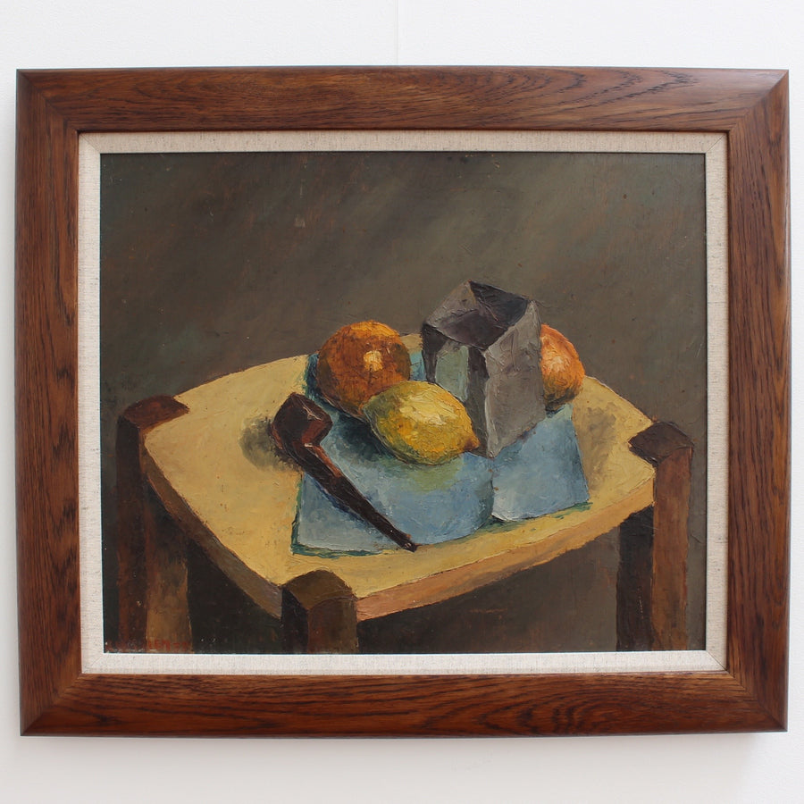 'Still Life with Fruit and Pipe' by French Artist Quillien (1937)