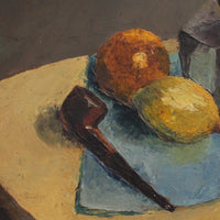'Still Life with Fruit and Pipe' by French Artist Quillien (1937)