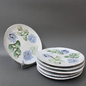 Set of Six French Vintage Ceramic Plates by Albert Thiry (circa 1960s)