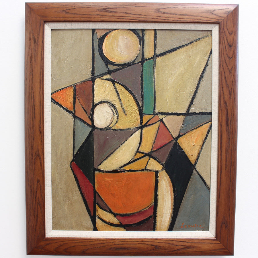 Seated Abstract Nude by Lemaire (French School circa 1950s - 70s)