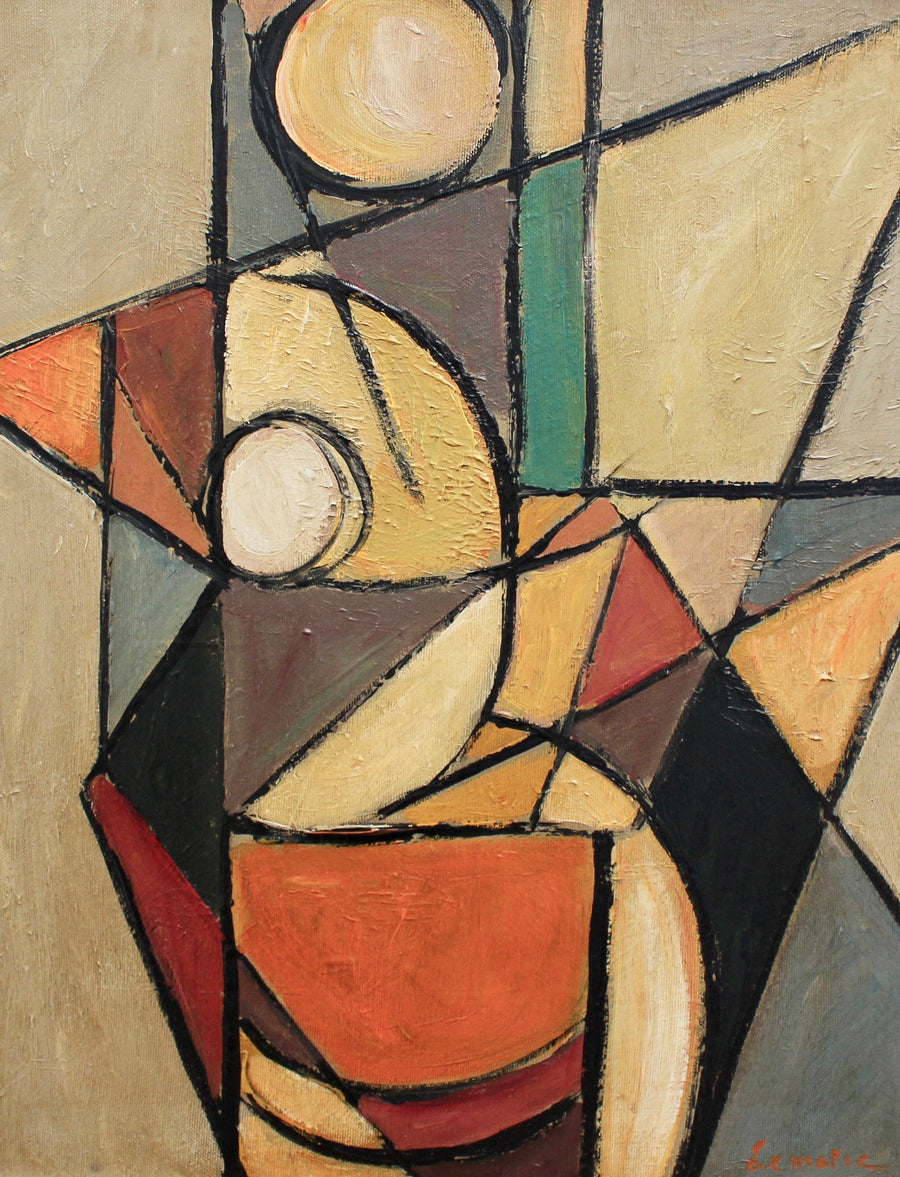 Seated Abstract Nude by Lemaire (French School circa 1950s - 70s)