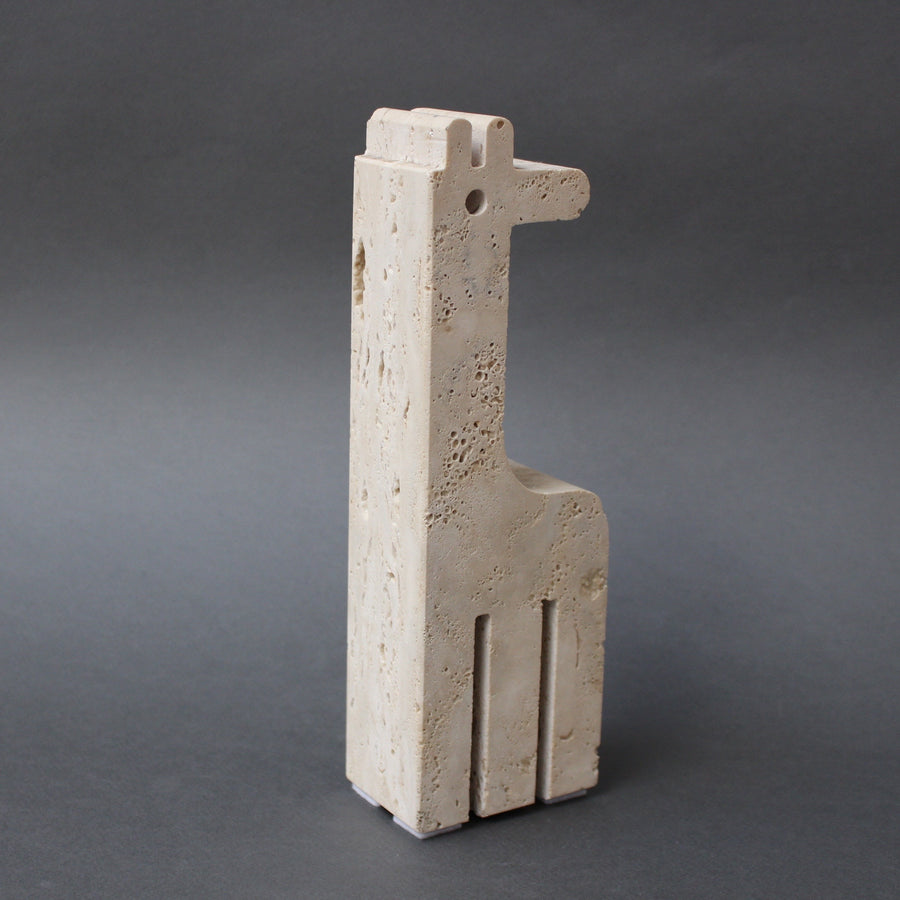Travertine Giraffe Table Sculpture by Mannelli Bros of Florence, Italy (circa 1970s)