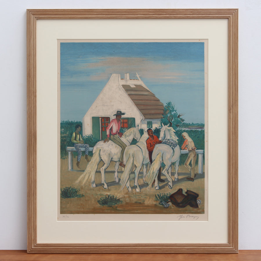 'Les Gardians de la Camargue' Original Signed Lithograph by Yves Brayer (circa 1950s)