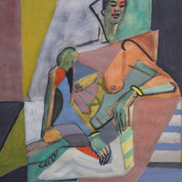 Cubist Nude Portrait of Seated Woman II by Kosta Stojanovitch (1955)